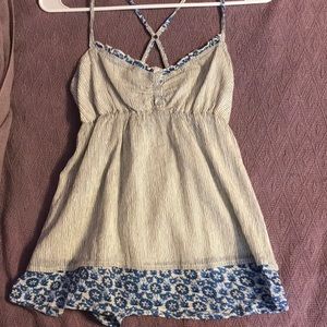 Babydoll styled blue and white tank